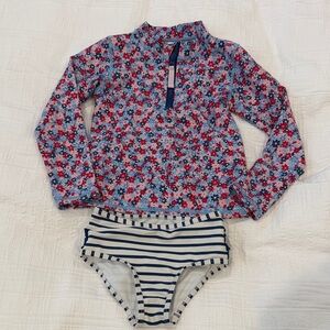Rufflebutts Floral and Striped Kids Girls 2 piece Swimsuit Size 5
